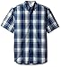 Carhartt Men's Essential Plaid Button Down Short Sleeve Shirt, Dark Cobalt Blue, 2X-Large