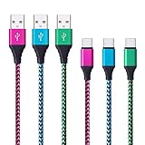 USB C Charger Cable, HUHUTA 3 Pack 6FT Nylon Braided Type C to Type A Charging Cable Cords Compatible Samsung Galaxy S9, S8 Plus, New MacBook, Google Pixel, Nexus 6P 5X, LG G6 G7 V30, Nokia N1 Tablet