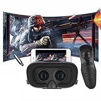 3D VR Glasses W/Headphones Virtual Reality Headset for VR Games & 3D Movies by LyStar, VR Headset 3D Video Glasses for IOS & Android Smartphones Fit for 4.5"-6.0", Touch Screen Button Trigger from LyStar