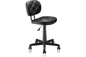 KLASIKA Round Rolling Stool with Adjustable Height and Pu Leather Backrest Swivel Stool Chair for Salon Tattoo Work Office Massage Black