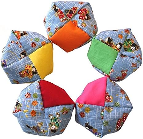 Amazon 手作りお手玉 仲良し 青 5色 工芸 民芸品 おもちゃ