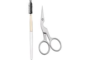 YAMHOHO Brow Shaping Scissors and Brush - Stainless Steel Eyebrow Trimming Scissors for Women and Men (Silver)