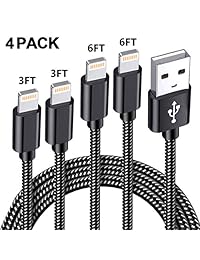 iDiSON - Cable de carga para iPhone, 4 unidades, 35.8 in, 5.9 ft, 5.9 ft a USB, sincronización de datos y cable trenzado de nailon, cargador rápido para iPhone X 8 8Plus 7 7Plus 6 6Plus 6s 6sPlus 5 5s 5c SE y más, color blanco