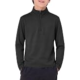 Haloumoning Boys Quarter Zip Pullover Sweatshirt Long Sleeve Active Tops | Kids Youth Warm Athletic Sweatshirt, Mock Neck, Soft and Breathable, School Spring Fall Sports Layering Shirts 5-14 Years