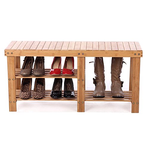 Shoe Storage Bench Seat Organizer Entryway Wood Furniture Shelf Rack Hallway