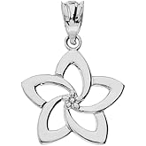Claddagh Gold Dainty Sterling Silver Open Design Flower Petals Pendant