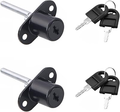 ZHIQIN 2-Piece Cabinet Plunger Drawer Lock for Wardrobe Black