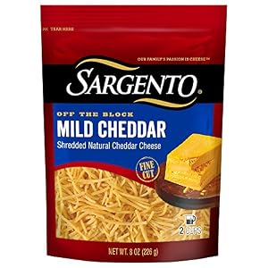 Image of Sargento Shredded Mild Cheddar Cheese - Fine Cut, perfect for omelettes and cheesey bread, 8 oz Package