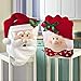 Kitchen Chair Slip Covers Featuring Mr & Mrs Santa Claus for Christmas Halloween Holiday Party Festival (Set of 2)