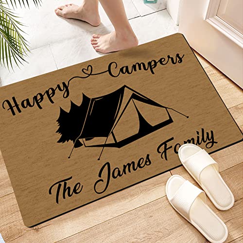 Custom Name Camper Doormats with Heavy-Duty 24x16 30x18 Inch Non-Slip Campi Personalized Welcome To Our Campsite Doormat - Custom Text