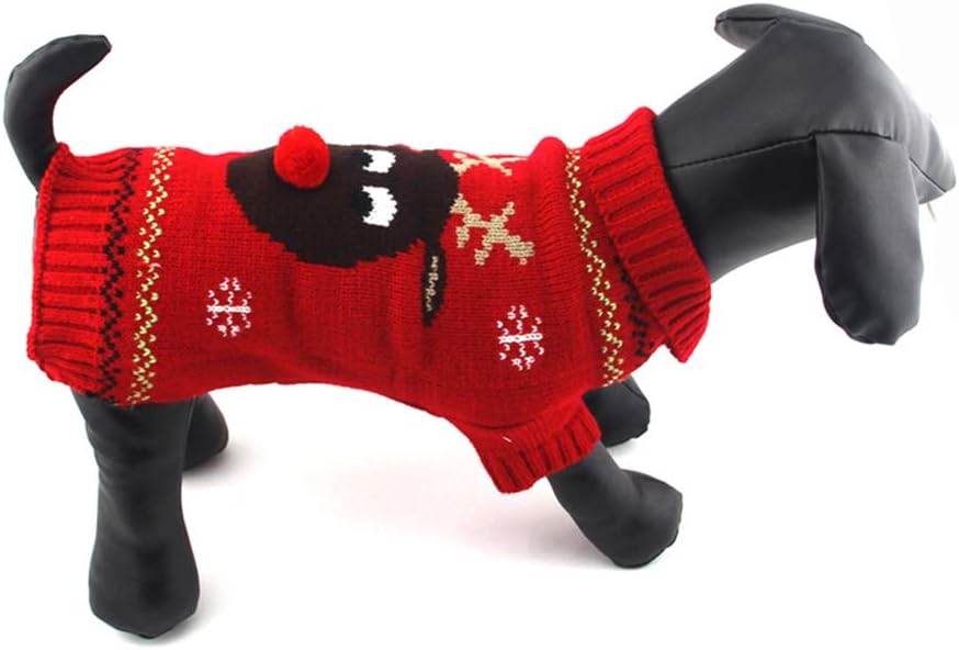 Dog Christmas Sweater - Xmas Holiday Pet Knitted Sweatshirt Winter Warm Soft Pajamas Ugly Red Deer Pattern Knitwear Costume for Small Medium Dogs - Size XL - Image 4