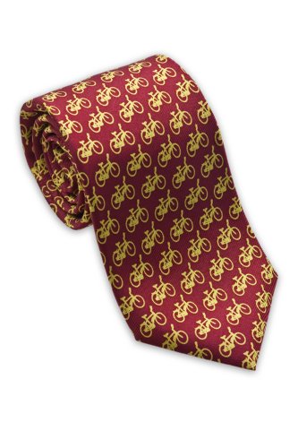 Josh Bach Mens Bicycles in Motion Silk Necktie in Red, Made in USA