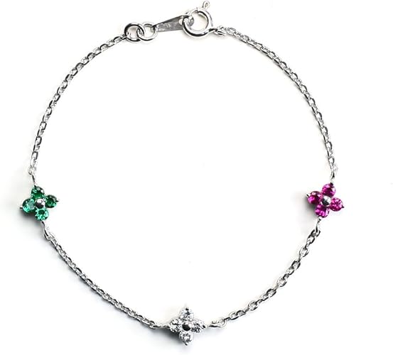 Amazon Cloud Jewelry クラウドジュエリー Fb 2c 3色 フラワー 花 ステーション ブレスレット 5月 誕生石 エメラルド 7月 ルビー 木製 プレゼント ギフト Box付 シルバー925 Fb 2 ブレスレット 通販