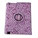 HDE Rotating iPad Case Magnetic Folding Leather Cover Folio Flip Stand for Apple iPad 2 iPad 3 iPad 4 (Purple Embossed)