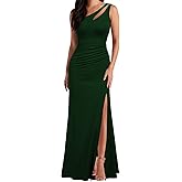 WOOSEA Women's One Shoulder Sleeveless Split Bodycon Mermaid Evening Cocktail Long Dress