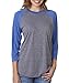 Next Level Unisex 3/4-Sleeve Raglan T-Shirt, Vintage Royal/Premium Hthr, Large