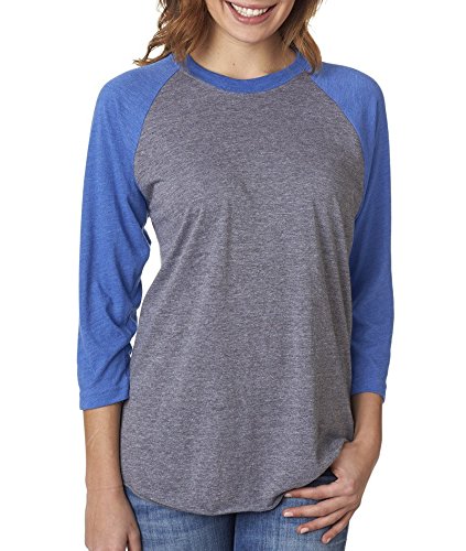 Next Level Unisex 3/4-Sleeve Raglan T-Shirt, Vintage Royal/Premium Hthr, Large