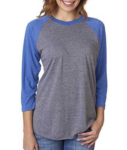 Next Level Apparel mens Next Level Unisex Tri-Blend 3/4-Sleeve Raglan(6051)-VINT RYL/PR HTR-3XL