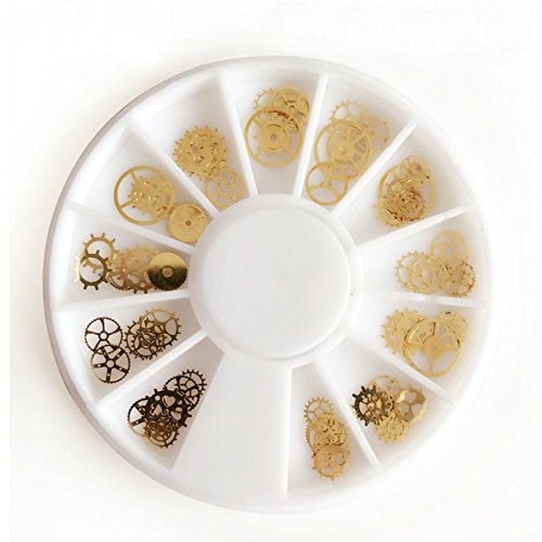 AKOAK Box-Packed (Approx.100 Count) Ultra-thin 3D Punk Time Gears Nail Studs Nail Art Decorations Alloy Manicure DIY Nail Tips