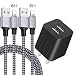 iPhone Charger YOKERSU Nylon Braided Lightning Cable Fast Charging 2Pack 6FT Data Sync Transfer Cord with Port Plug Wall Charger(ETL Listed)Compatible with iPhone XS Max/XS/XR/X/8/7/6S/6/Plus/SE/iPad