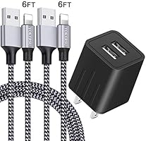 iPhone Charger YOKERSU Nylon Braided Lightning Cable Fast Charging 2Pack 6FT Data Sync Transfer Cord with Port Plug Wall...