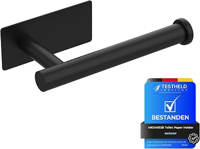 Ibergrif MK34052B Black Chrome Toilet Roll Holder, Self Adhesive, No Drilling