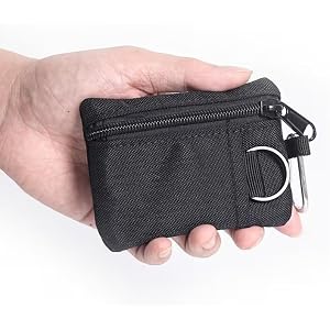 Tactical Keychain Pouch, Canvas Coin Pouch Keychain with Retractable Lanyard, Coin Purse for Men Women, Pocket Organizer, ID