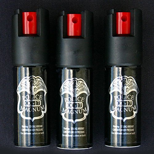 3 Pack POLICE MAGNUM OC-17 Pepper Spray 1/2oz Black Molded Keychain - Thumbnail 3