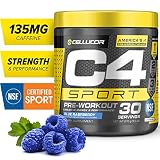 C4 Sport Pre Workout Powder Blue Raspberry | NSF Certified for Sport + Sugar Free Pre-Workout Energy Supplement for Men & Women | 135mg Caffeine + Creatine Monohydrate | 30 Servings