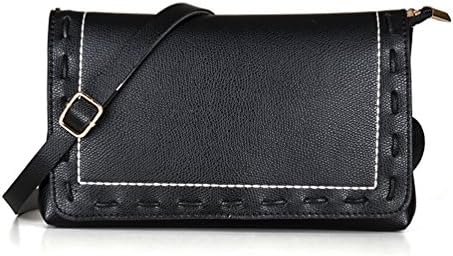 SharPlus Women PU Leather Flap Cross-Body Purse Zipper Wristlet Clutch Handbag (Black)