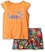 PUMA Little Girls' Toddler Tee and Skort Set, Orange Pop, 3T