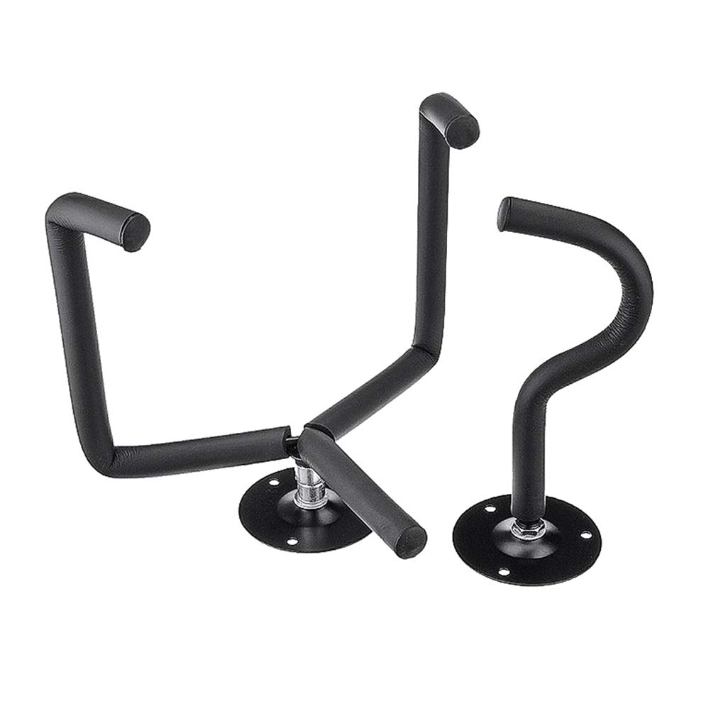 Rapoyo Guitar Wall Bracket - Acoustic, Electric, Classical, Ukulele, Banjo & Mandolin Holder - Wall Mount, Slat Wall, Horizontal Guitar Rack - Bass Rack - Black, Iron & Steel