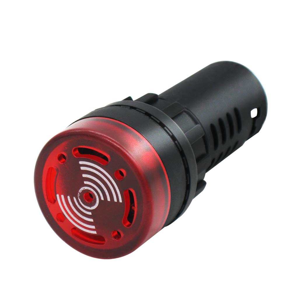 mxuteuk 2Pcs 22mm AC/DC 220V Red LED Buzzer Flash Alarm Signal Indicator Light AD16-22SM-RR220V - Image 4