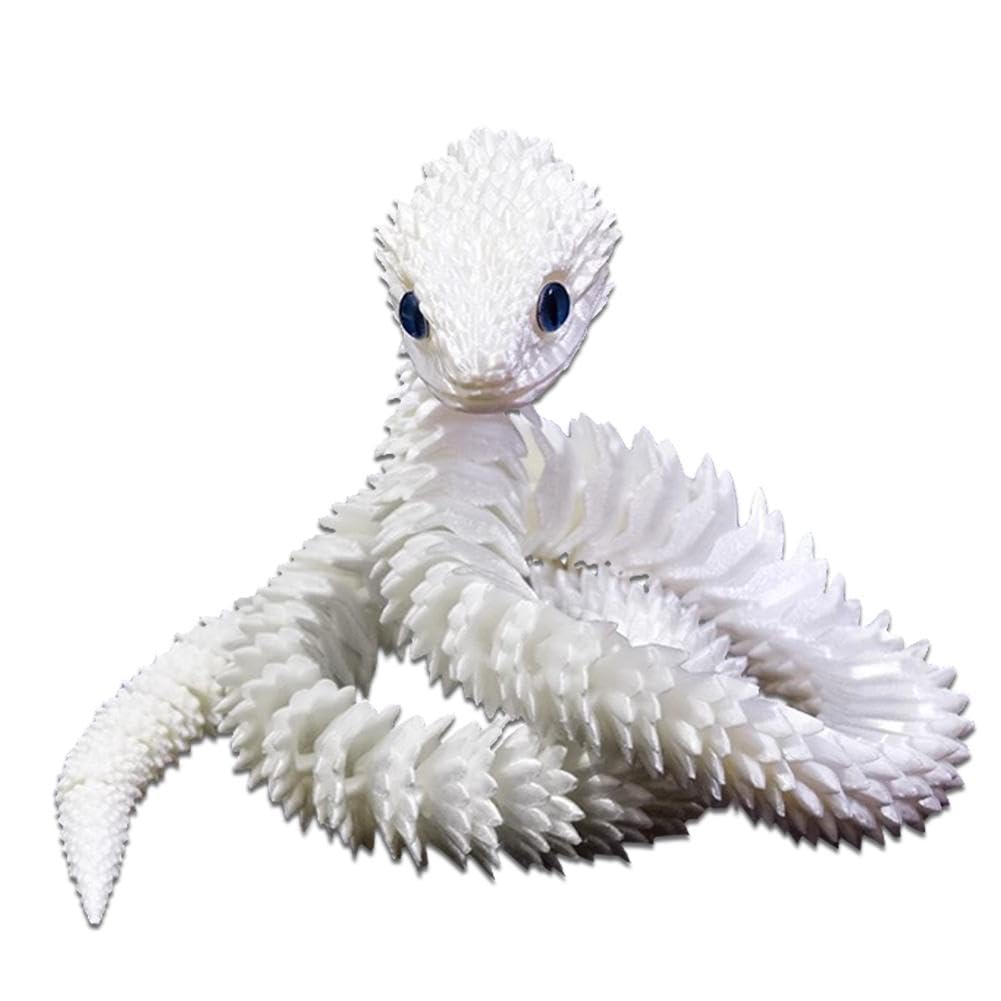3D Printed Snake, 3D Printed Animals Articular Mobility Glow in The Dark Snake Toy, Flexible Articulated Snakes Animal Fidget Toys, Relief Fidget Toy Gift for Boys and Girls (30cm White Luminous Blue)
