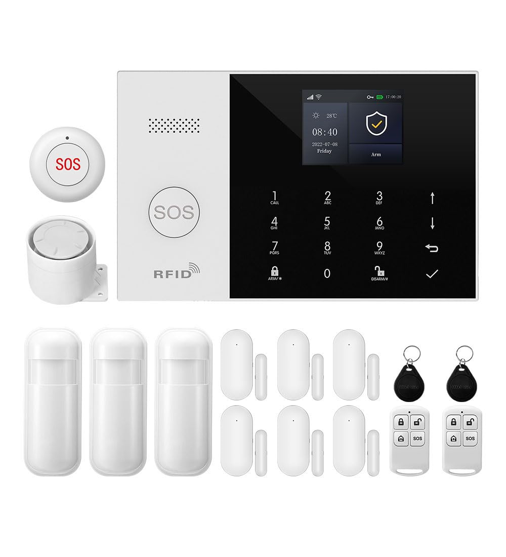 XNY 4G and WiFi Wireless Home Alarm System, 16-Piece-Kit DIY Burglar Alarm System for Home Security with App Control, Door Window Sensor, Motion Detector,Work with Google Assistant and Alexa