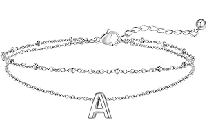 FaithHeart Initial Ankle Bracelets for Women, Waterproof 14k Gold Plated Initial Anklets Non Tarnish Stainless Steel Layered Anklet Summer Beach Foot Jewelry