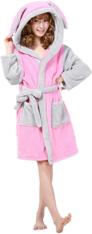 VineCrown Women Girl Bathrobe Towel Hooded Robe Dressing Gown Novelty Plush Animal Cosplay Costume Sleepwear Housecoat Present