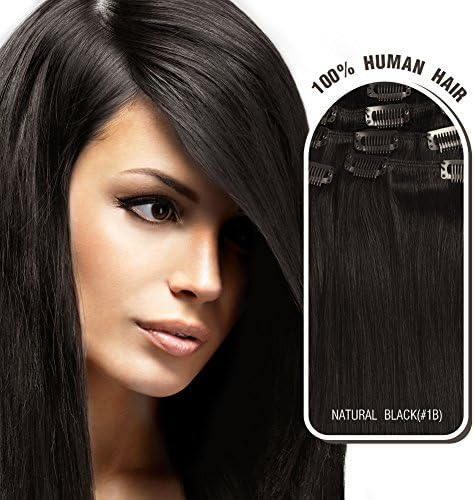 Melodylocks 20 Inch Clip In/on Remy Human Hair Extensions 7 Pieces(pcs), 70g, Straight #1b Natural Black