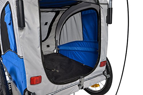 Enjoi Pet Bike Trailer Dog Cat Bicycle Carrier Stroller Jogger Shopping Cycling Wagon (Grey & Blue)