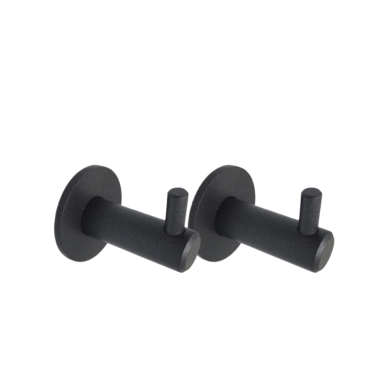 Kon-fort Home Grey Towel Hook, 2 Pack Bathroom Hangers Matte Graphite, SUS 304 Stainless Steel Wall Mounted, Hangers Towels Robes Clothes Hats. Kitchen Bedroom High End Designer Accessories