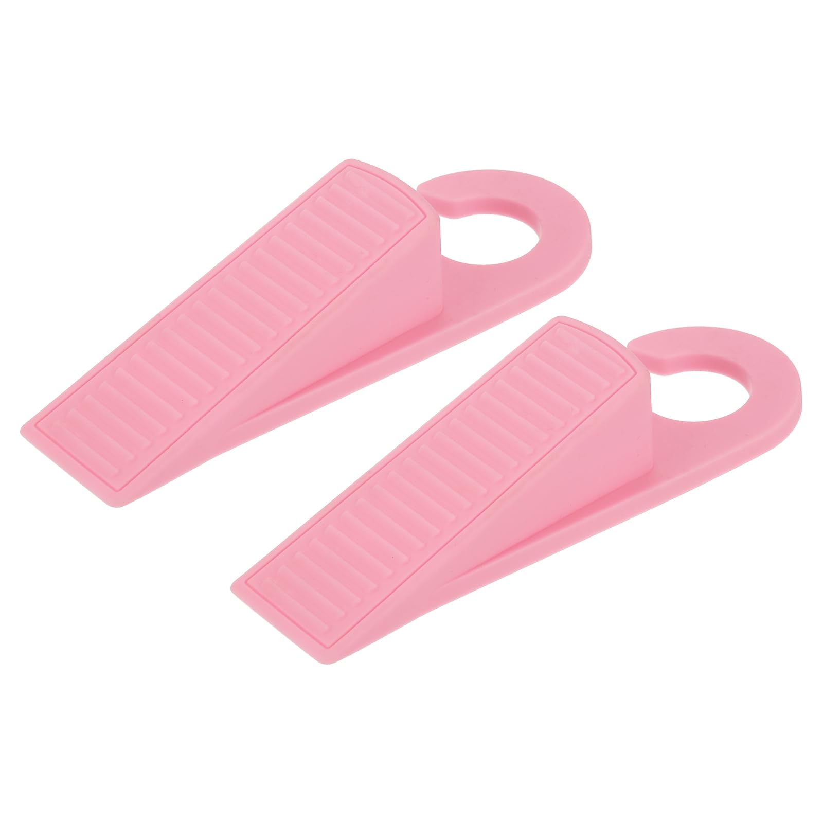 Photo 1 of uxcell 2 Pcs Door Stoppers for Bottom of Door, 28mm/1.10 Inch Door Stops, TPR Rubber Door Stopper Wedge Anti Slip, Window Stopper Door Stackable, Pink