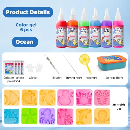 SLEEPHEAD®Magic Toys Water Gel Kit: 20 Colors Fairy Aqua Gel with Pearlized & Luminous Magic Paint Gel - Handmade Creative Water Art Set with 12 Shape 3D Molds for Kid Birthday Party Gift
