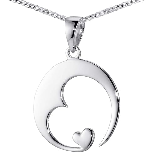 Materia Damen Herz-Anhänger Silber 925 rhodiniert Schmuck Liebe mit Halskette inkl. Geschenk-Box #KA-16