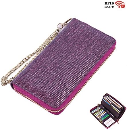 Women RFID Blocking Wallet Leather Zip Around Clutch Large Ladies Purse Wristlet