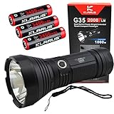 Klarus G35 Dual Switch Flashlight Compact Spotlight Bundle with 3x Klarus 3400mAh 18650 Rechargeable Batteries