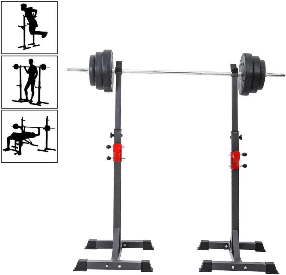 Adjustable Squat Rack, Home Gym Bench Press Stand, Multifunction Dumbbell Holder with Weightlifting Power Training Workout Equipment, for Indooor Fitness