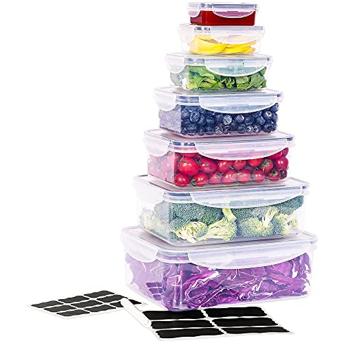 Large Plastic Food Storage Container with lid, CASA LINGO Meal Prep