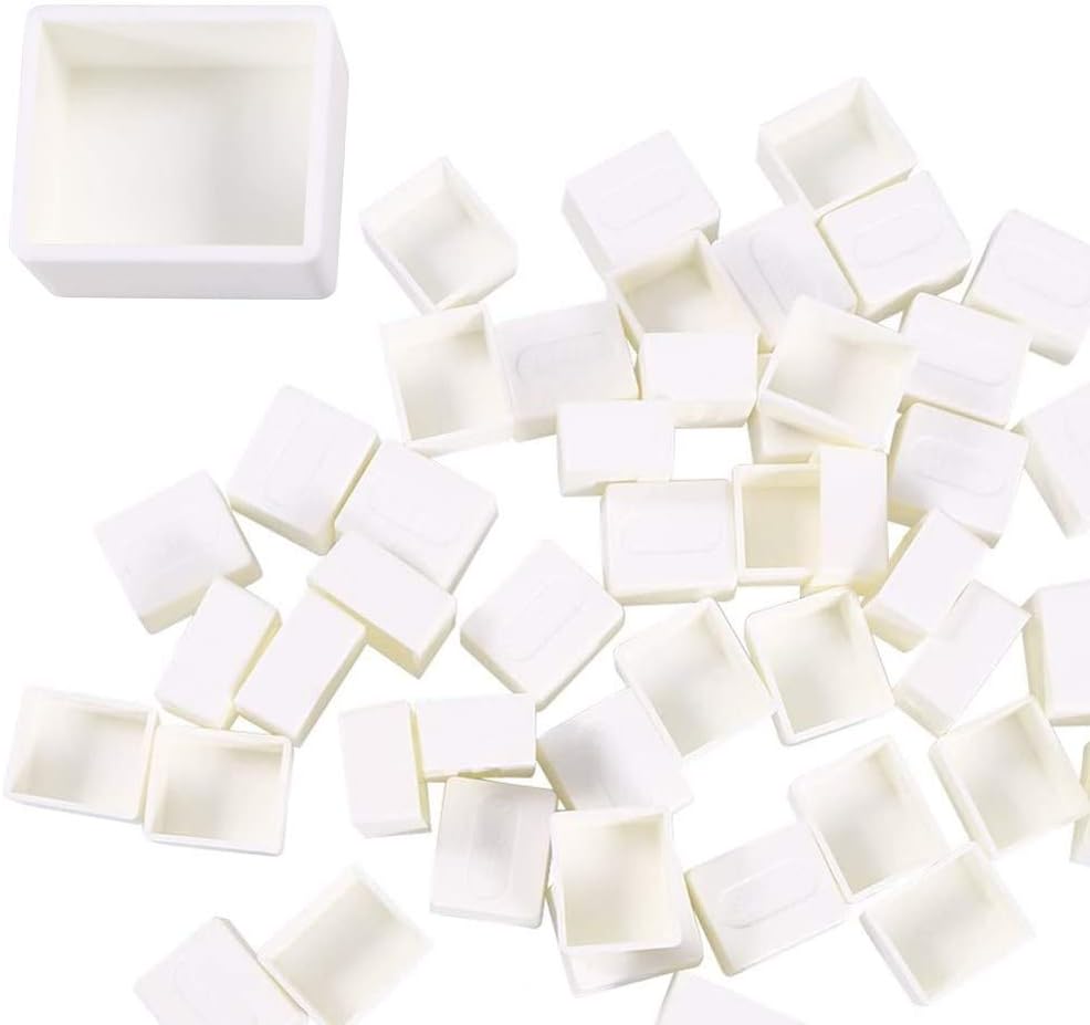 50 Pcs White Empty Watercolour Half Pans for DIY Painting Supplies