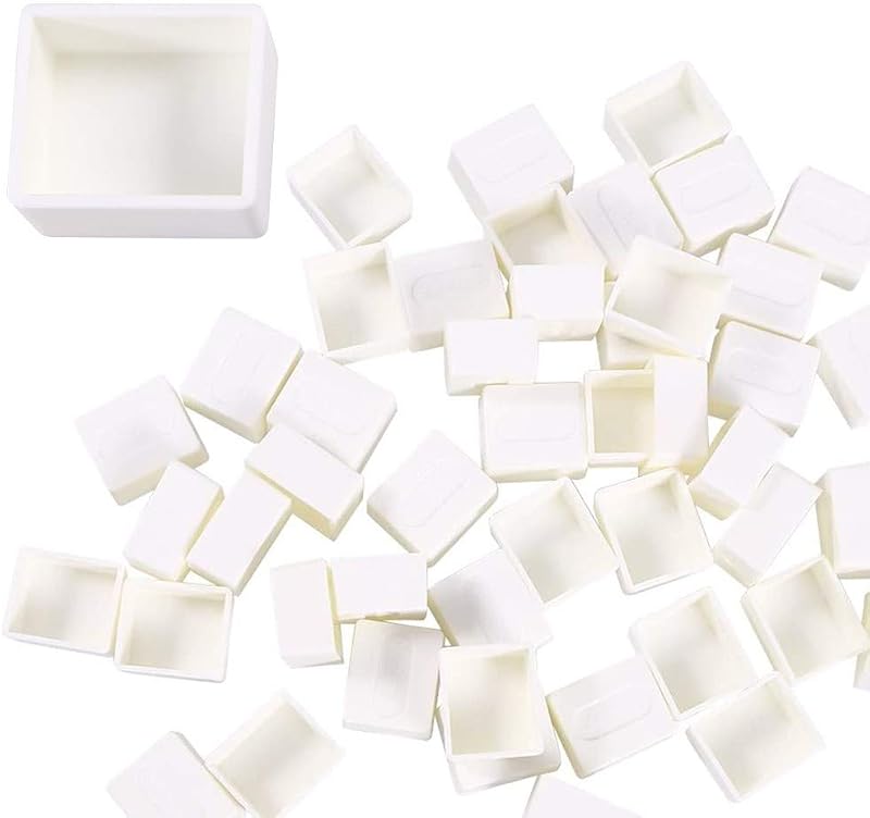 50 Pcs White Empty Watercolour Half Pans for DIY Painting Supplies
