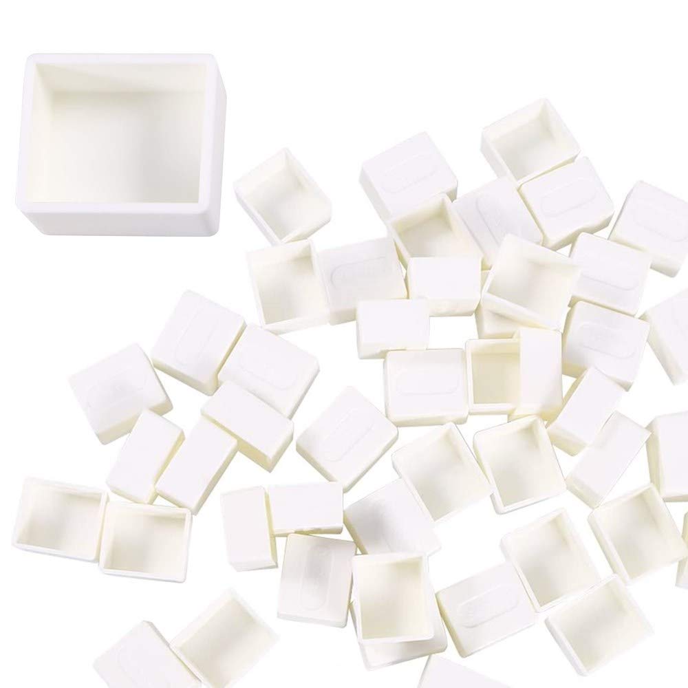 50 Pcs White Painting Half Pans Empty Watercolour Plastic Painting Half Pan for DIY Watercolor